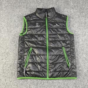 UEFA Champions League Vest Mens Large Black Green Soccer Heineken Puffer Jacket
